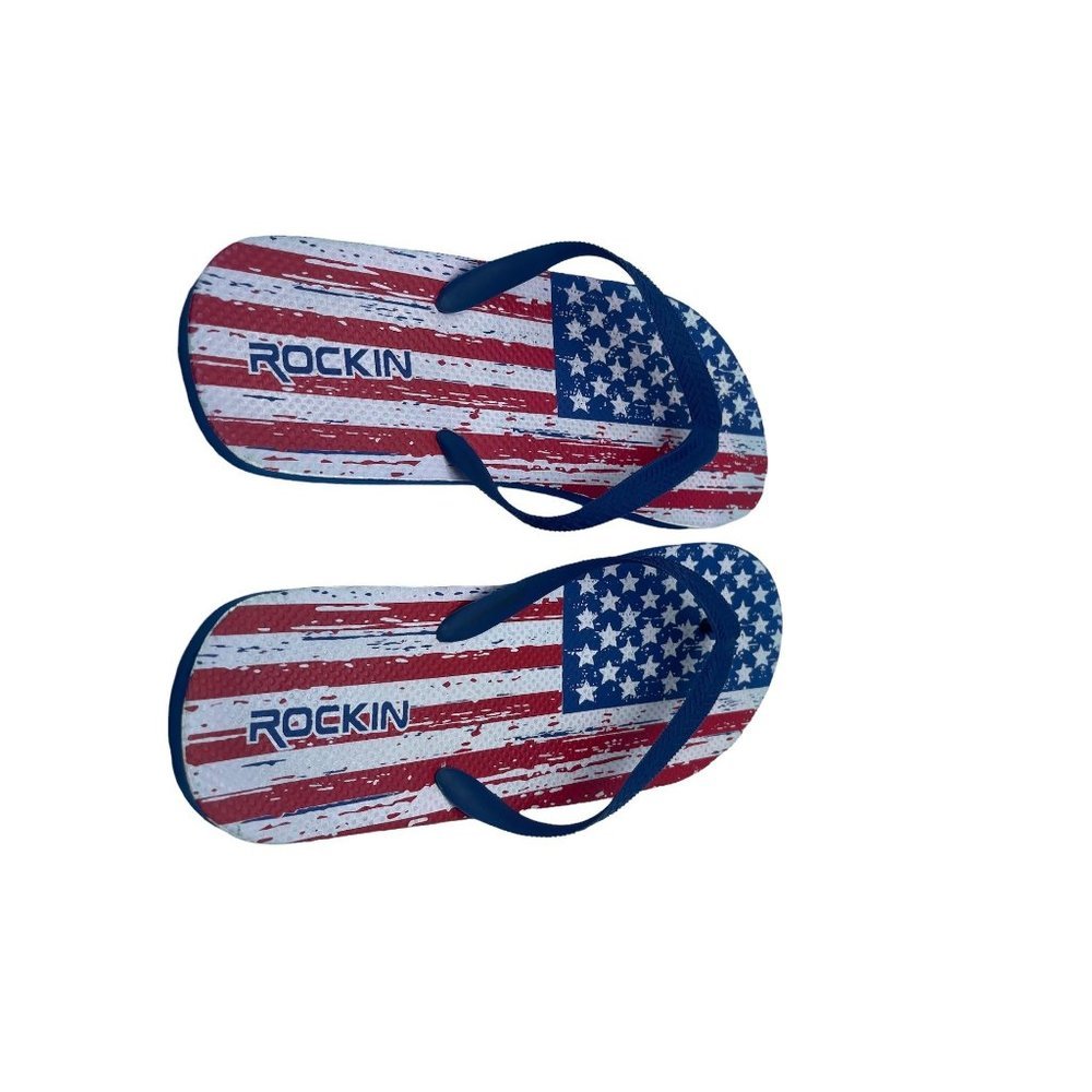 Rockin Patriotic American Flag‎ Flip Flops Men Sz 11.5 EUC